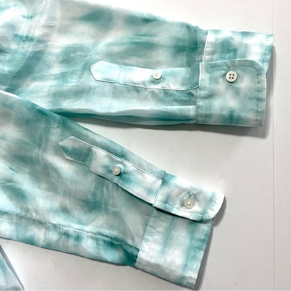 LAUREN Ralph Lauren Tie-dye Cotton Button-down Shirt Blouse Medium - Picture 8 of 13
